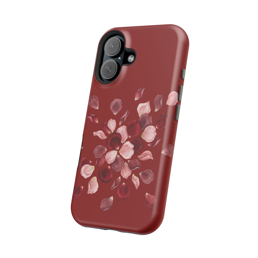 Phone Case — Red Floral Petal Magnetic Impact-Resistant Cover