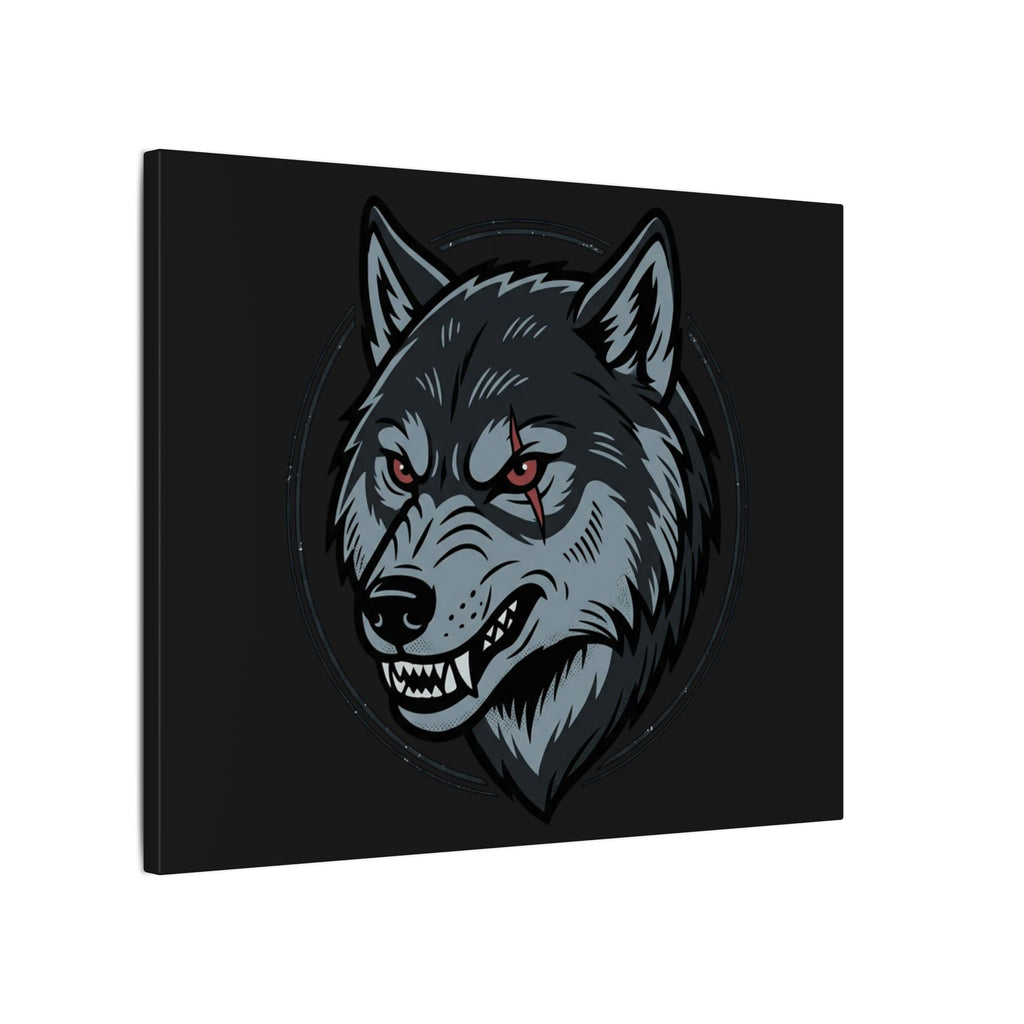 Wolf Head Canvas Wall Art — Fierce Gray Wolf Portrait Matte Stretched