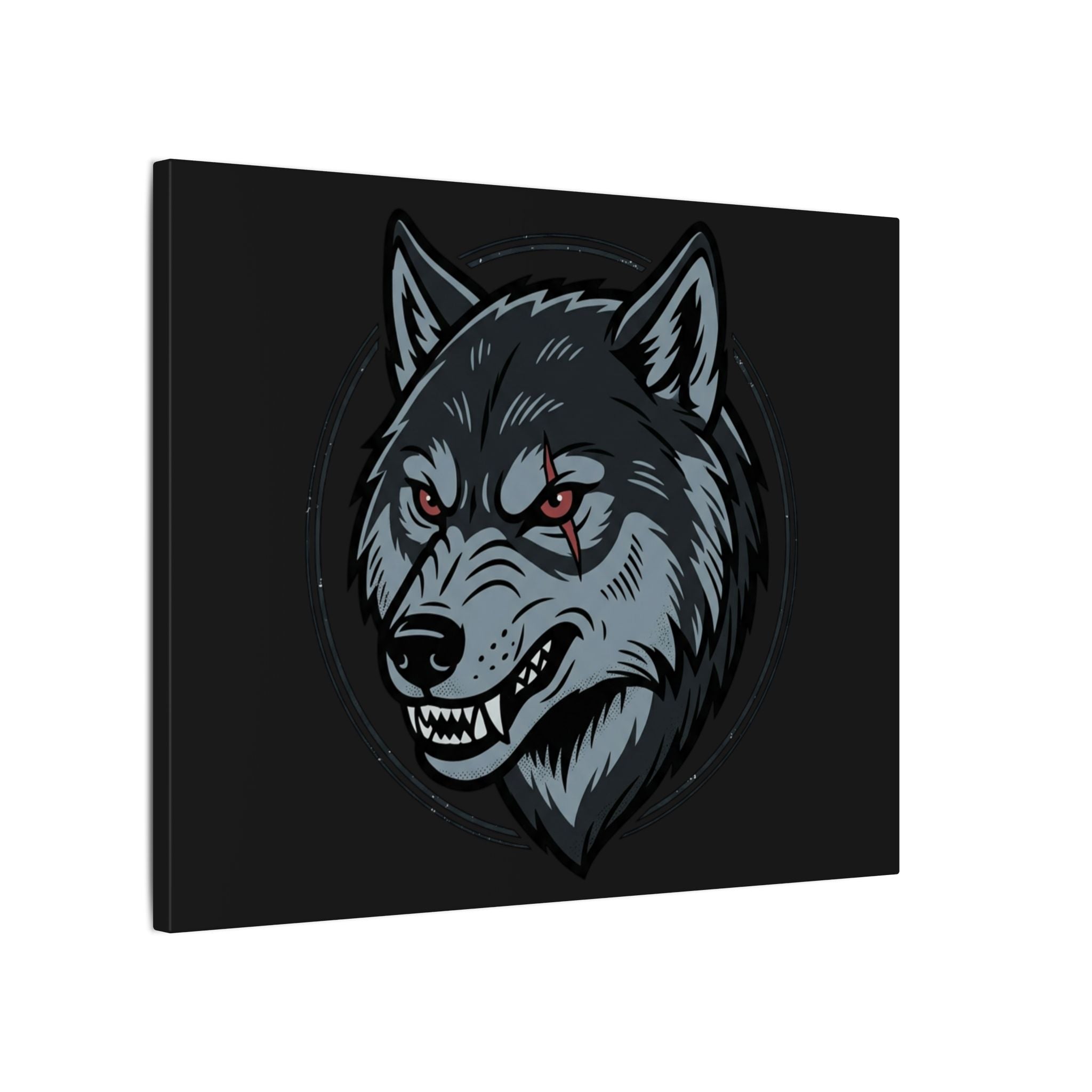 Wolf Head Canvas Wall Art — Fierce Gray Wolf Portrait Matte Stretched