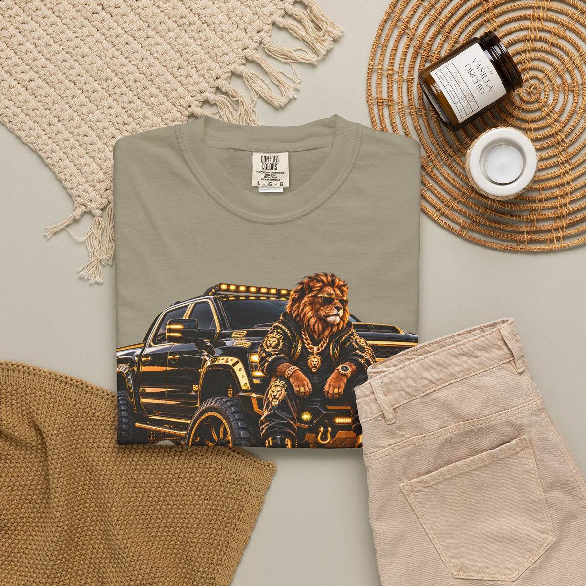 Lion Truck Graphic T-Shirt — Bold Off‑Road Crew Tee