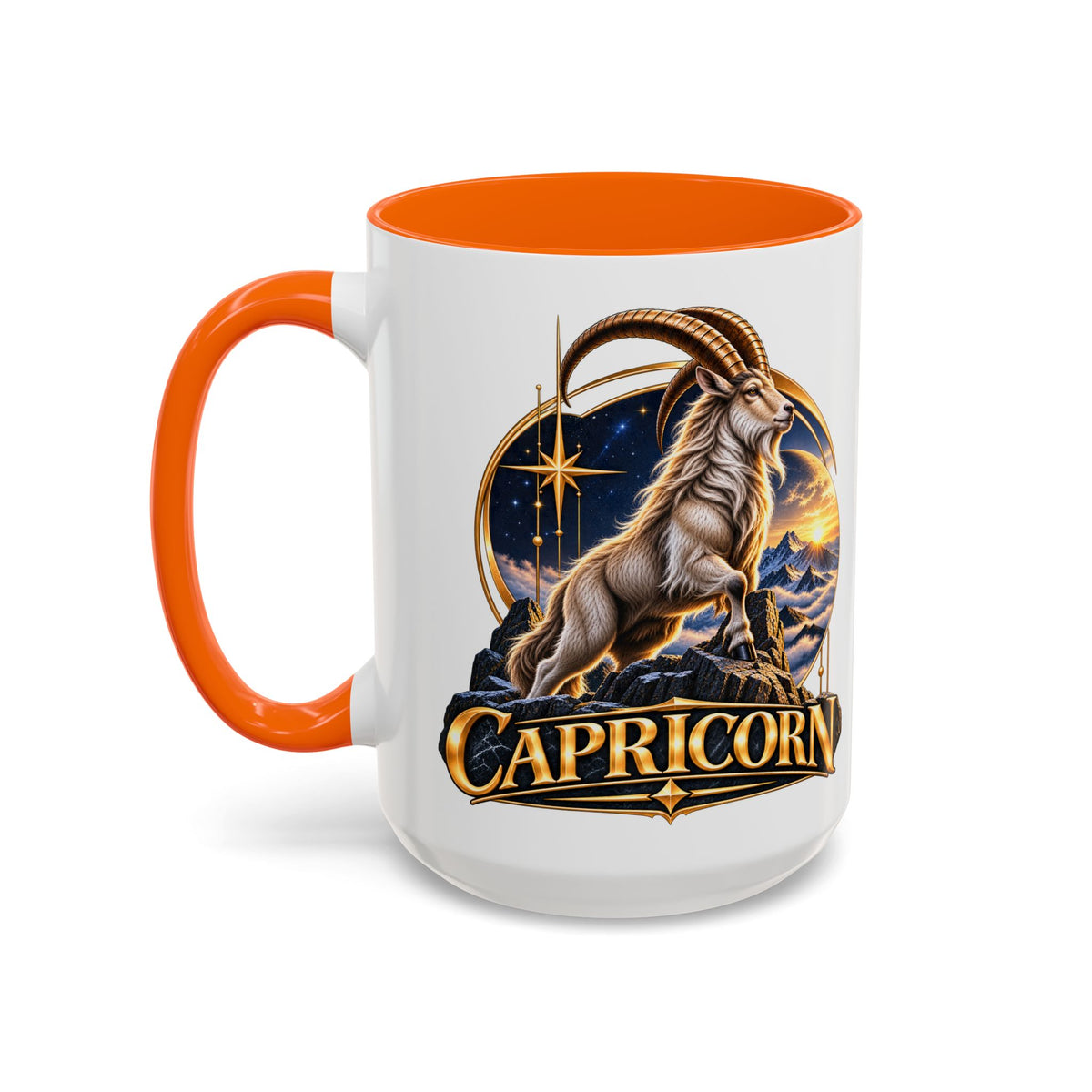 Capricorn Zodiac Coffee Mug — Astrological Goat Accent Mug (11/15oz)