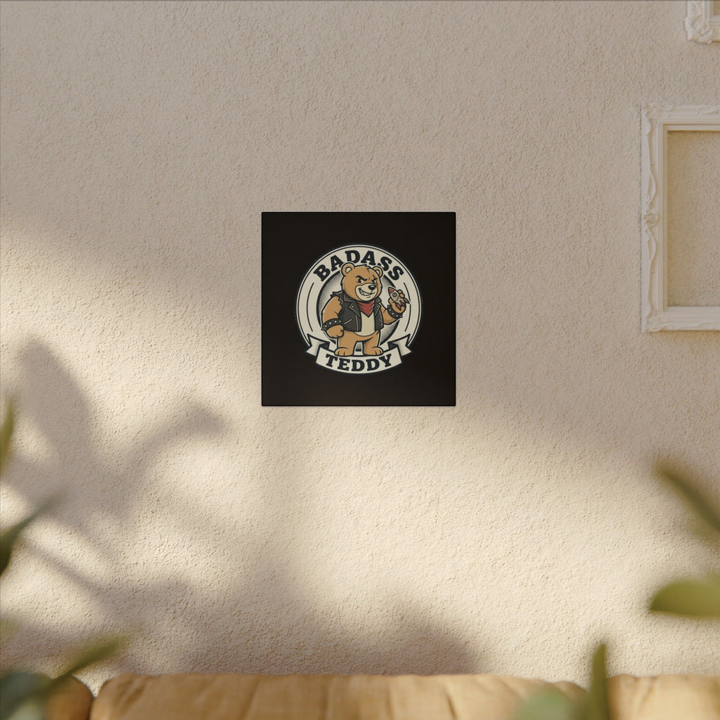 Badass Teddy Canvas Wall Art — Edgy Teddy Bear Stretched Matte Print