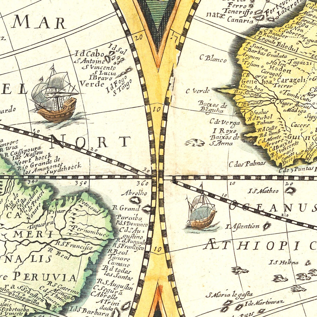 Vintage World Map 1642