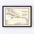 Vintage Map of West Indies 1834
