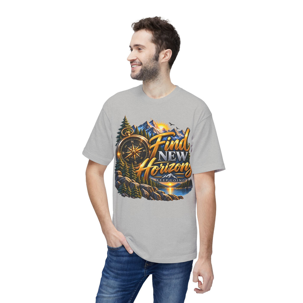 Find New Horizons T-Shirt — Adventure Compass Mountain Graphic Tee