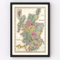 Vintage Map of Scotland 1842