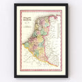 Vintage Map of Holland And Belgium 1836