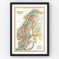 Vintage Map of Sweden & Norway 1836