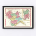 Vintage Map of Kingdom of Sardinia, 1842