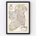 Vintage Map of Ireland 1714