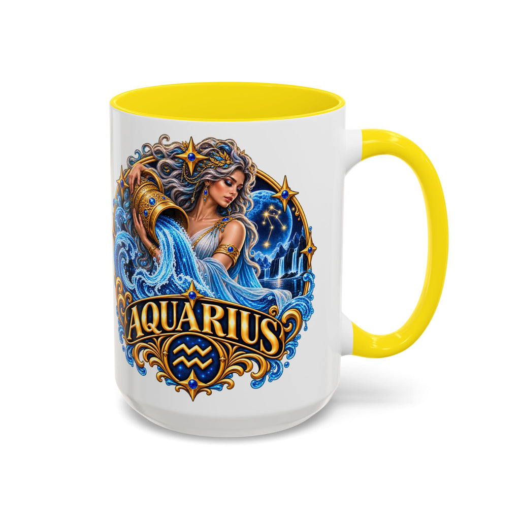 Aquarius Zodiac Coffee Mug — Illustrated Water Bearer Astrology Gift (11/15oz)