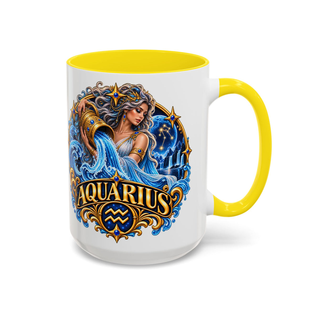 Aquarius Zodiac Coffee Mug — Illustrated Water Bearer Astrology Gift (11/15oz)