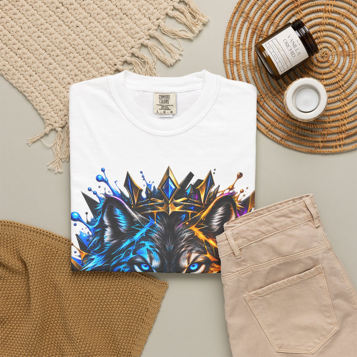 Wolf Head Graphic T-Shirt — Colorful Splash Art Tee