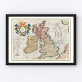 Vintage Map of England, Scotland & Ireland 1623
