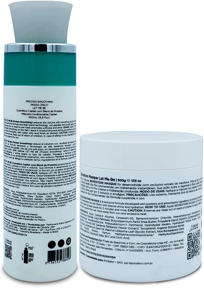 Let Me Be Protein Smoothing & Biorestore Mask. Frizz‑Free Shine Treatment Kit 16.9fl.oz  2 x 500ml