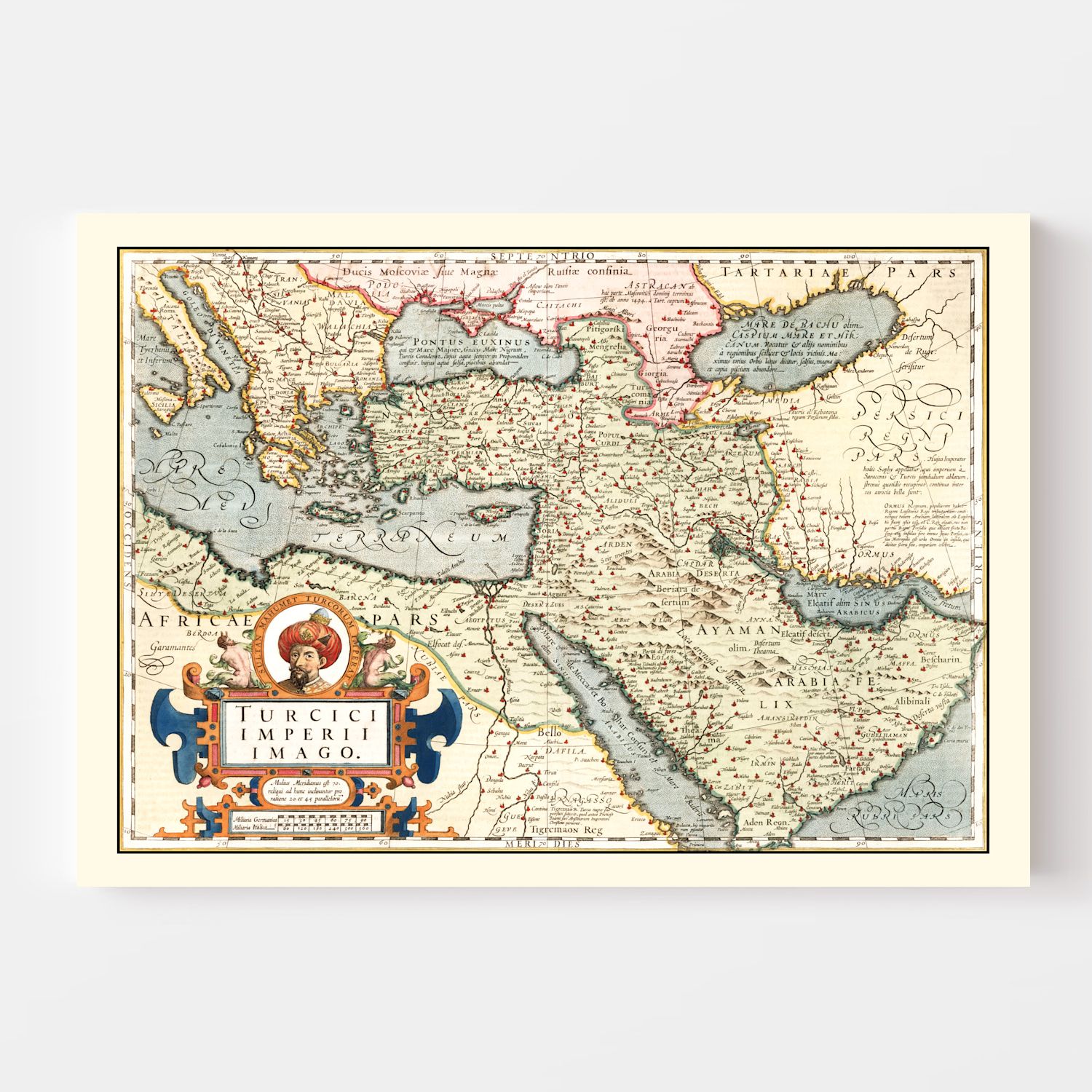 Vintage Map of Turkey, Saudi Arabia, Iraq & Syria 1623