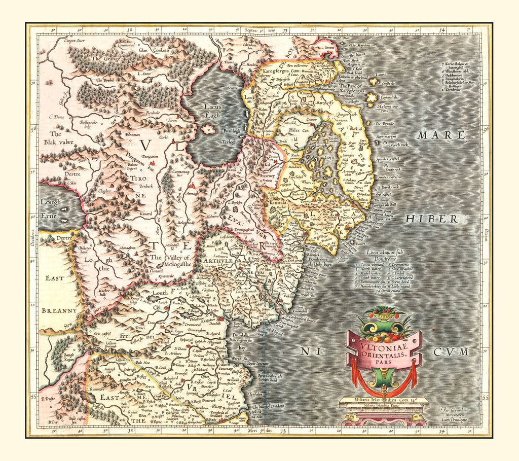 Vintage Map of Ulster, Ireland 1623
