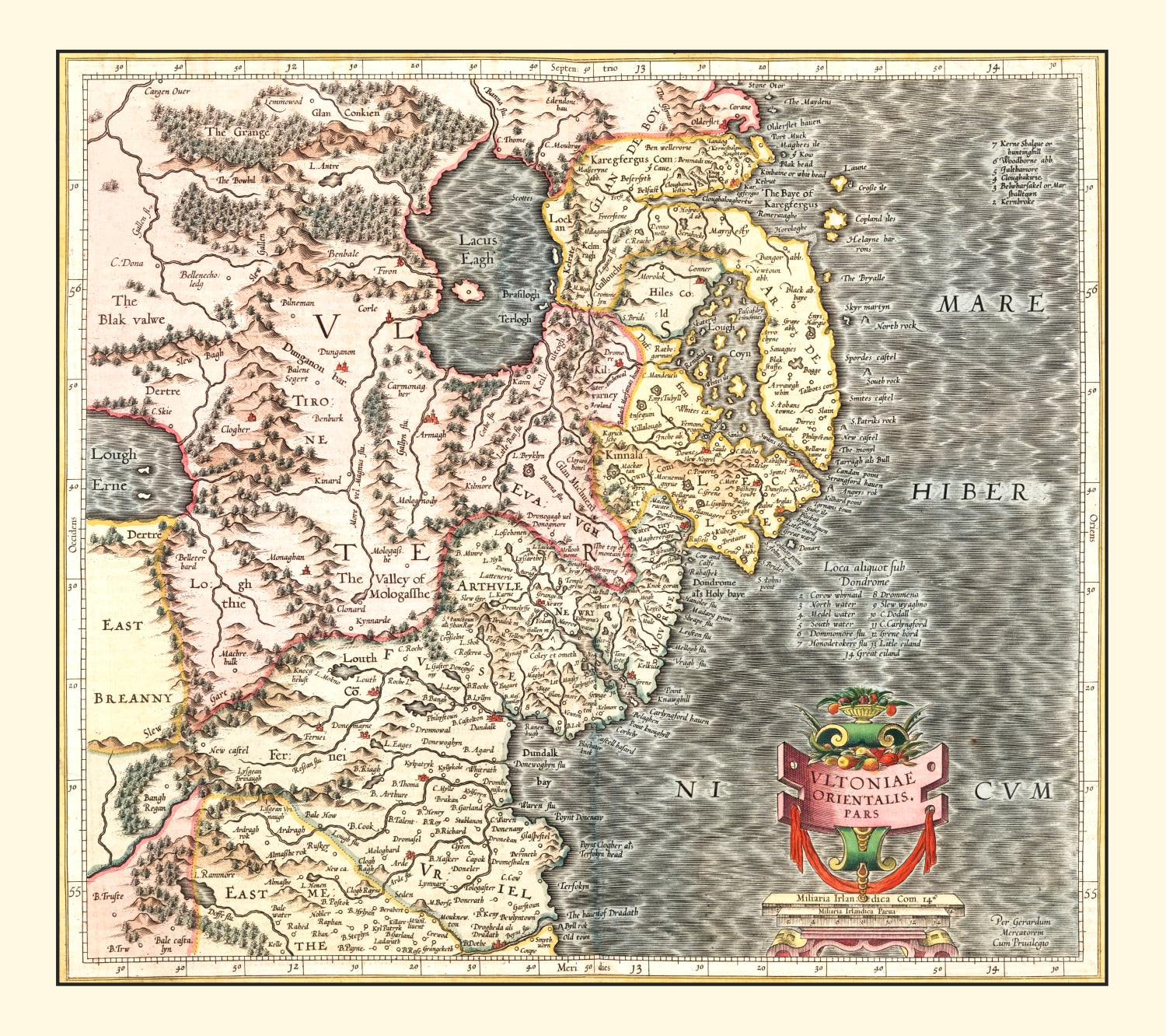 Vintage Map of Ulster, Ireland 1623