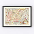 Vintage Map of Spain 1623