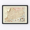 Vintage Map of Catalonia Spain , 1623
