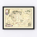 Vintage Map of Isle of France, 1623