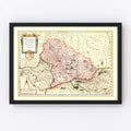 Vintage Map of Beauvais France, 1623