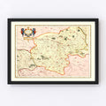 Vintage Map of Bourbonnais France, 1623