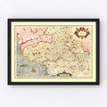 Vintage Map of Poitou France, 1623