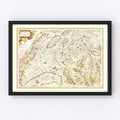 Vintage Map of Switzerland (Das Wiflispurgergou), 1623