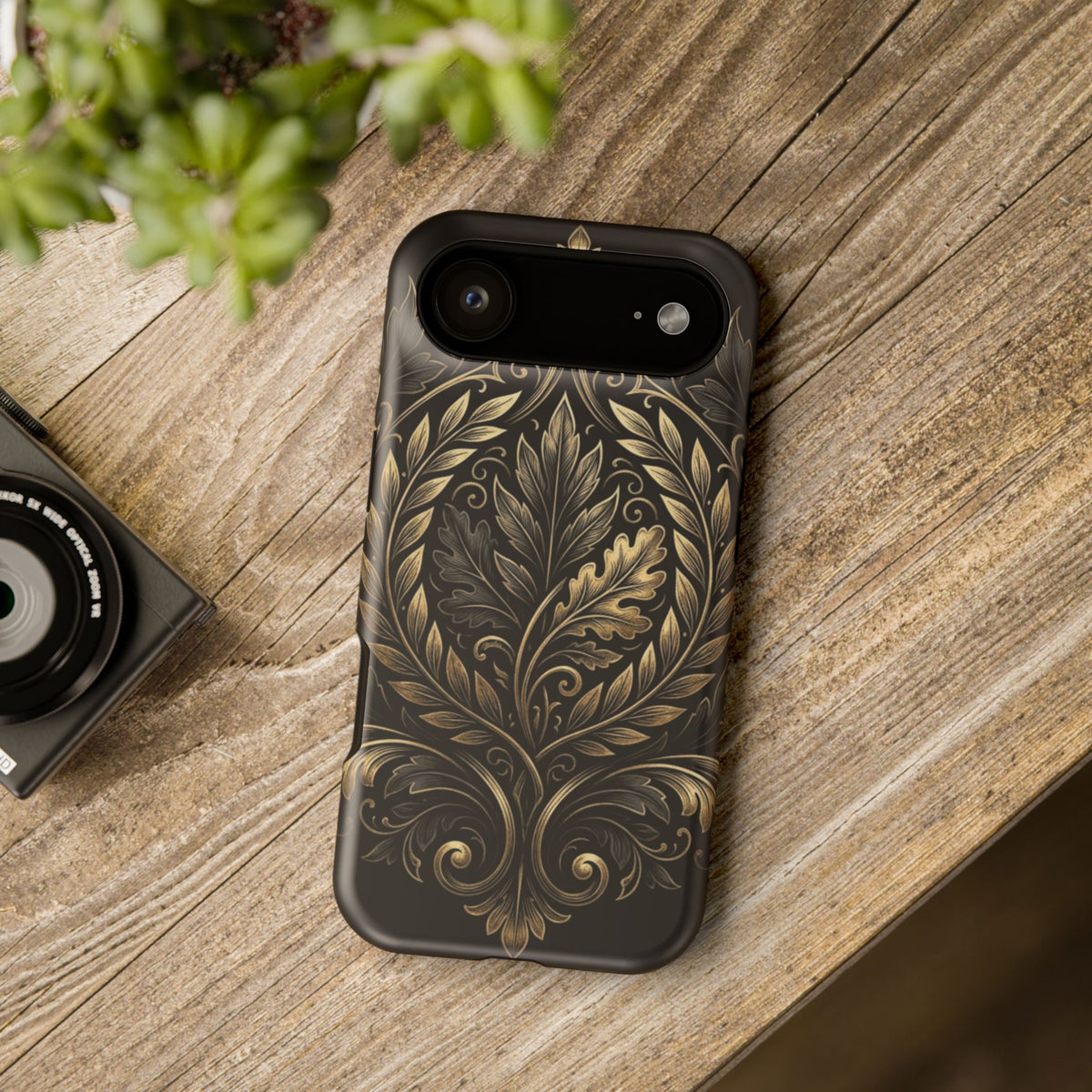 Baroque Gold Leaf Phone Case — Impact-Resistant Protective Cover