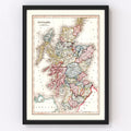 Vintage Map of Scotland 1832