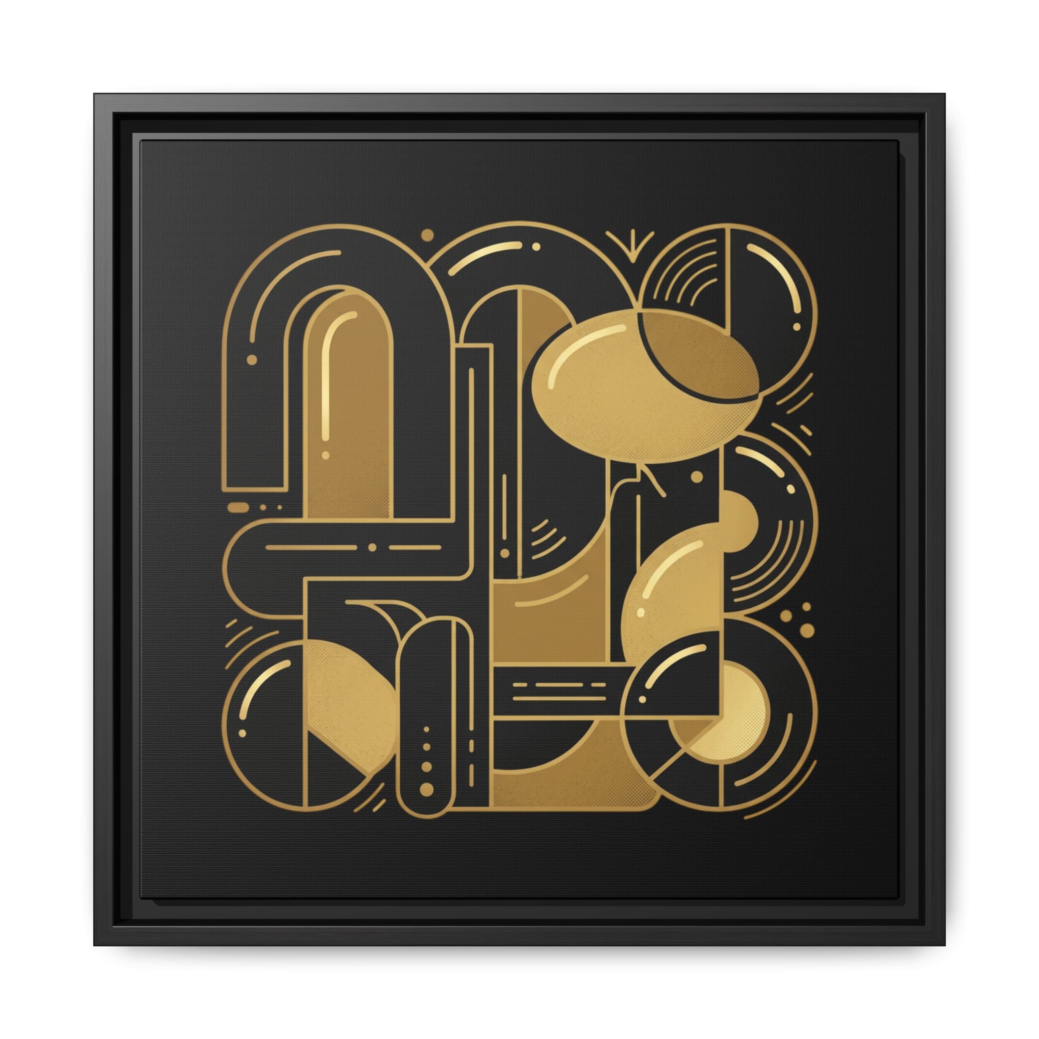 Gold Geometric Art Print — Framed Matte Canvas