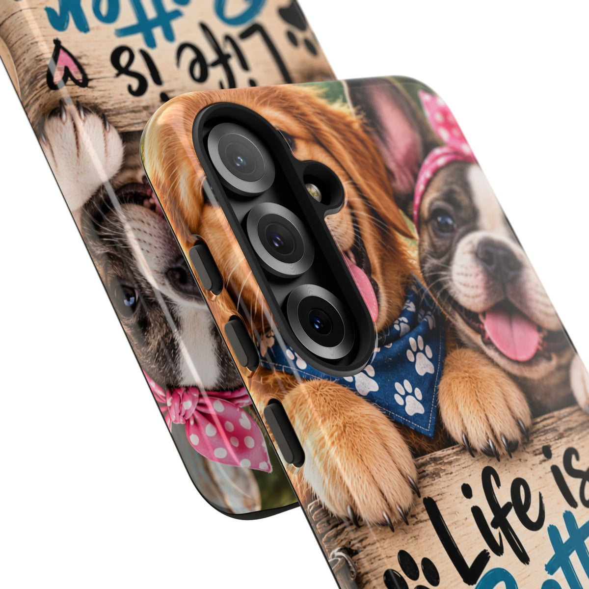 Phone Case — "Life Is Better with Dogs" Cute Pawprint Dog Lover Protective Case
