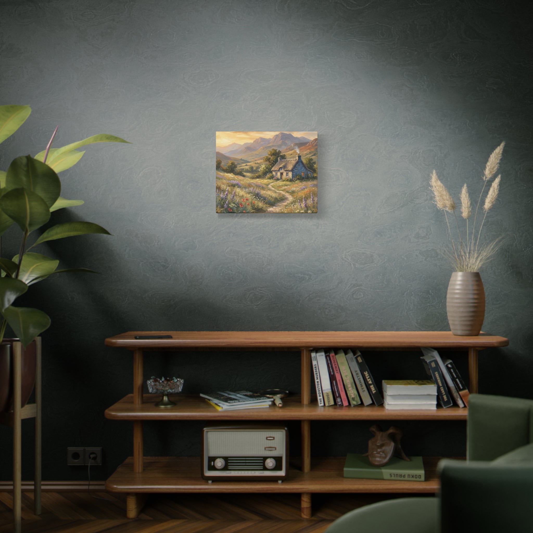 Countryside Cottage Canvas Wall Art — Tranquil Rustic Landscape Print