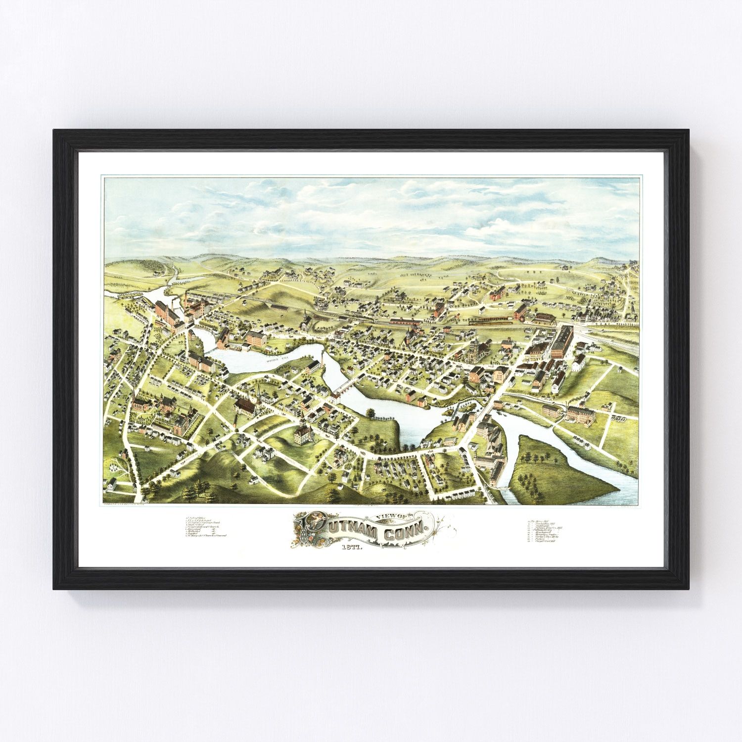 Vintage Map of Putnam, Connecticut 1877