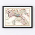 Vintage Map of North Italy 1832