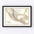 Vintage Map of Mexico & Guatemala 1832