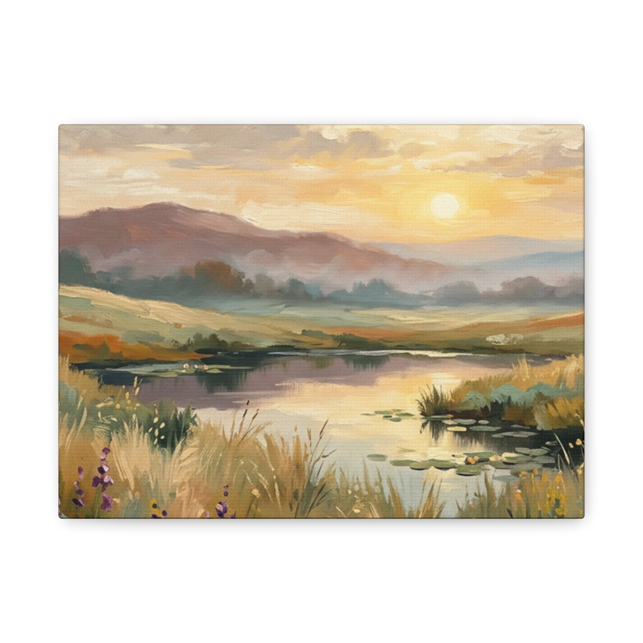 Sunset Meadow Canvas Wall Art — Stretched Matte Landscape Print