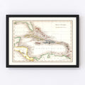 Vintage Map of West Indies 1832