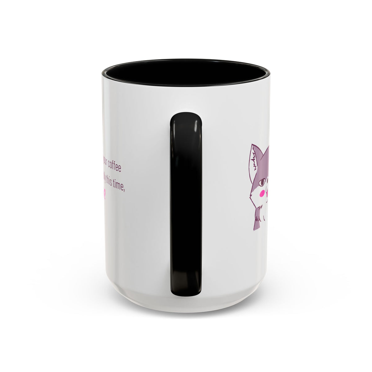 Accent Coffee Mug — Cute Shy Fox Design "Drink your coffee carefully this time, ok?"