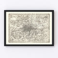 Vintage Map of London, England 1886