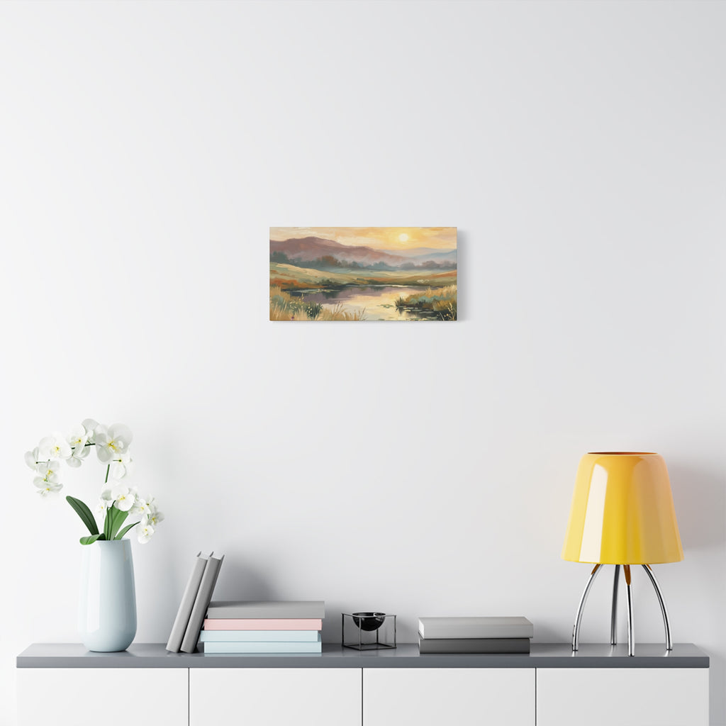 Sunset Meadow Canvas Wall Art — Stretched Matte Landscape Print