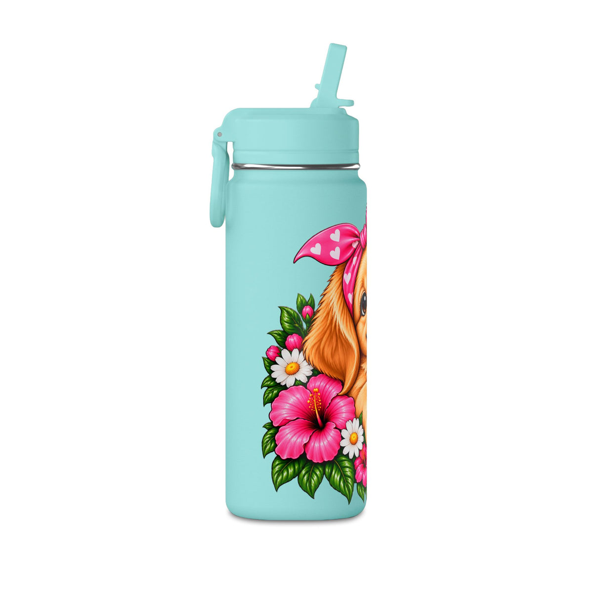 Puppy Floral 20oz Water Bottle