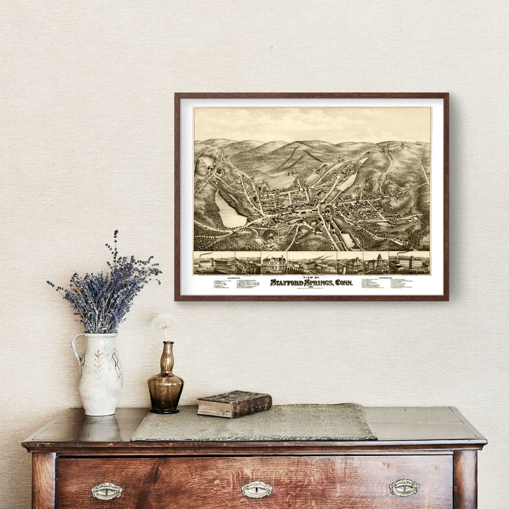 Vintage Map of Stafford Springs, Connecticut 1878