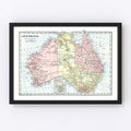 Vintage Map of Australia 1901
