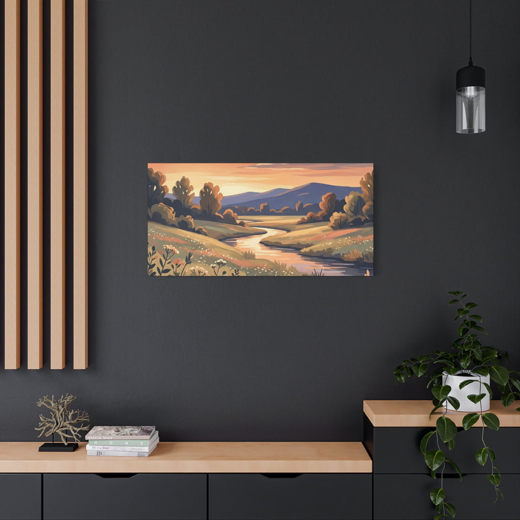 Sunset Meadow Canvas Wall Art