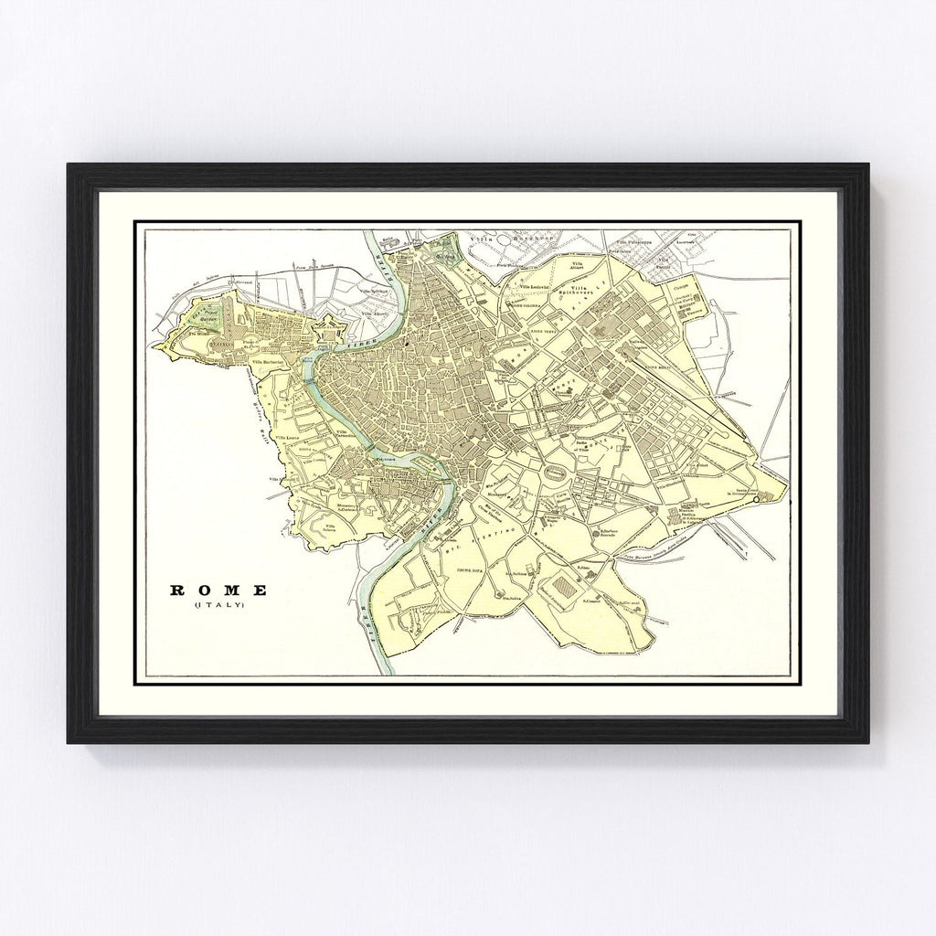 Vintage Map of Rome, Italy 1901