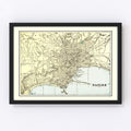 Vintage Map of Naples, Italy 1901