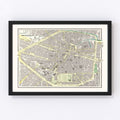 Vintage Map of Brussels, Belgium 1901