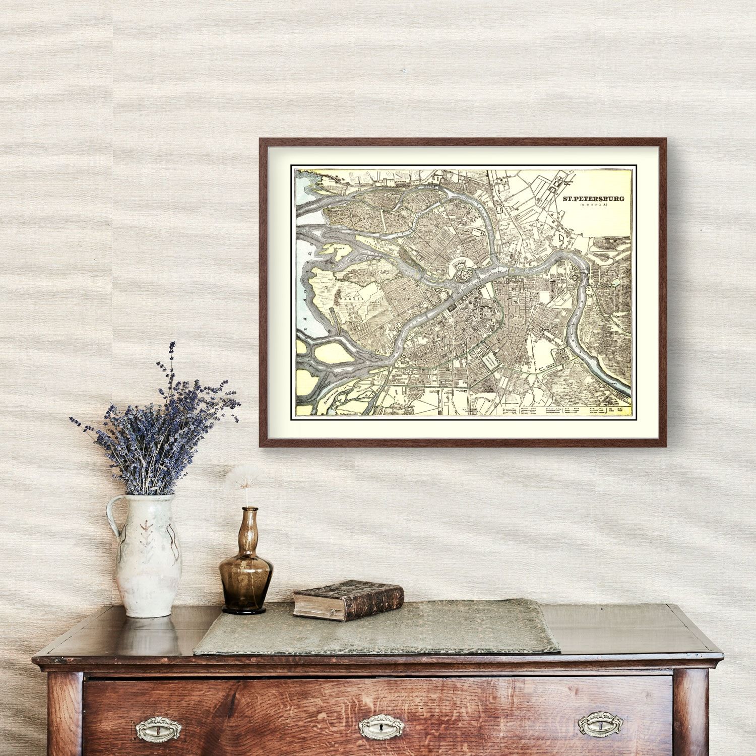 Vintage Map of Saint Petersburg, Russia 1901